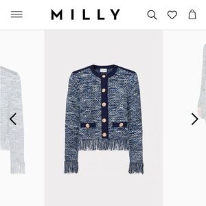 NWT Milly Kaia Textured Knit Cardigan Jacket, Size Large